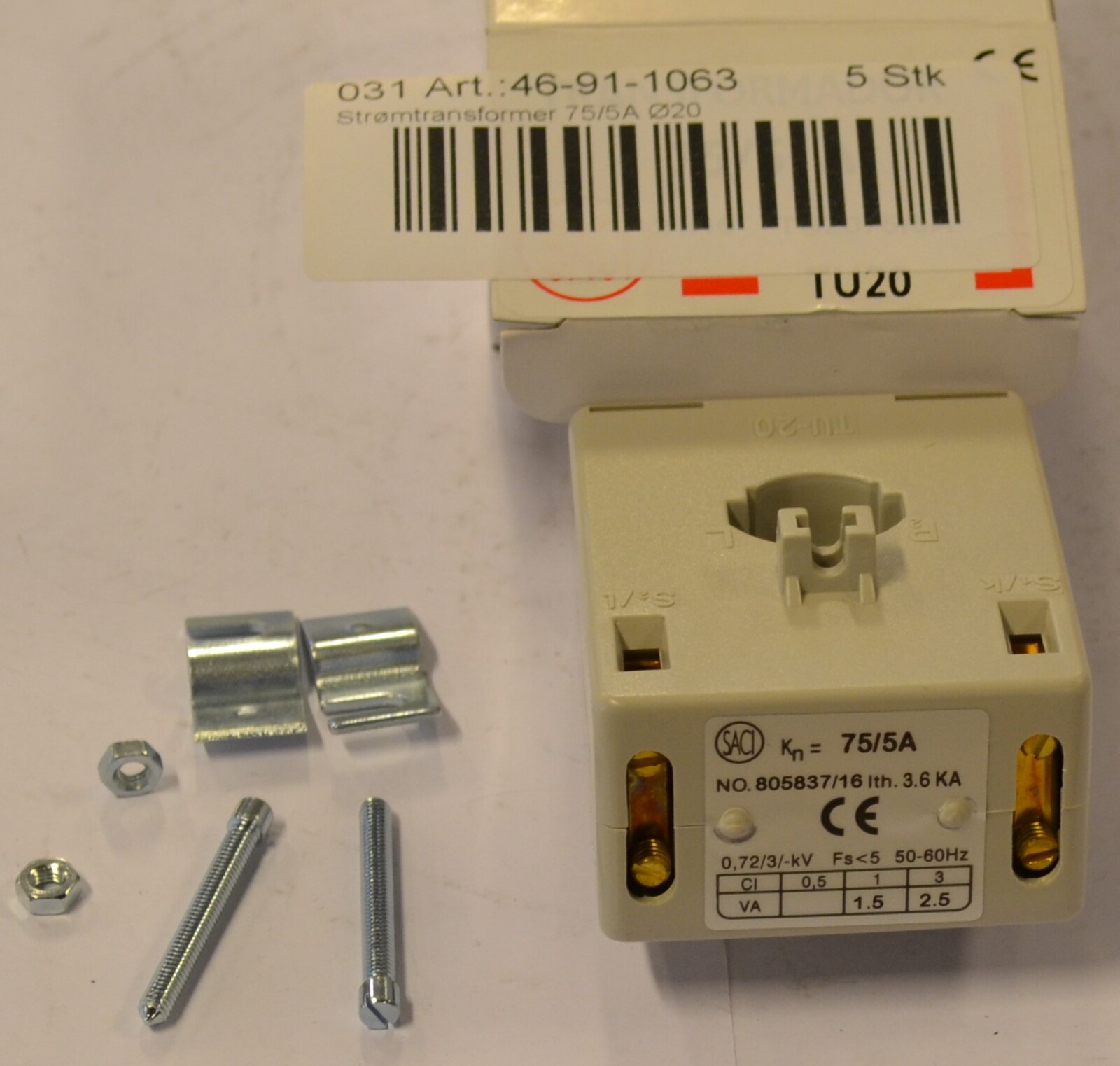 Current Transformer 75/5A D20